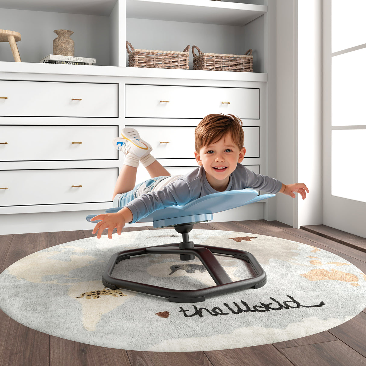 Kids Sensory Swivel Chair Elephant Petal 360 ° Spinning Chair-Blue