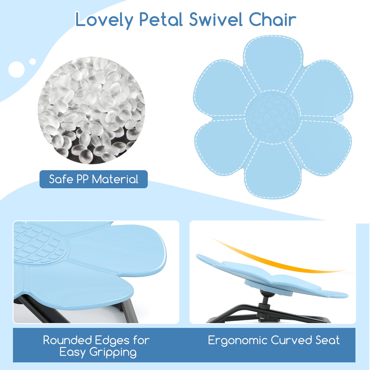 Kids Sensory Swivel Chair Elephant Petal 360 ° Spinning Chair-Blue