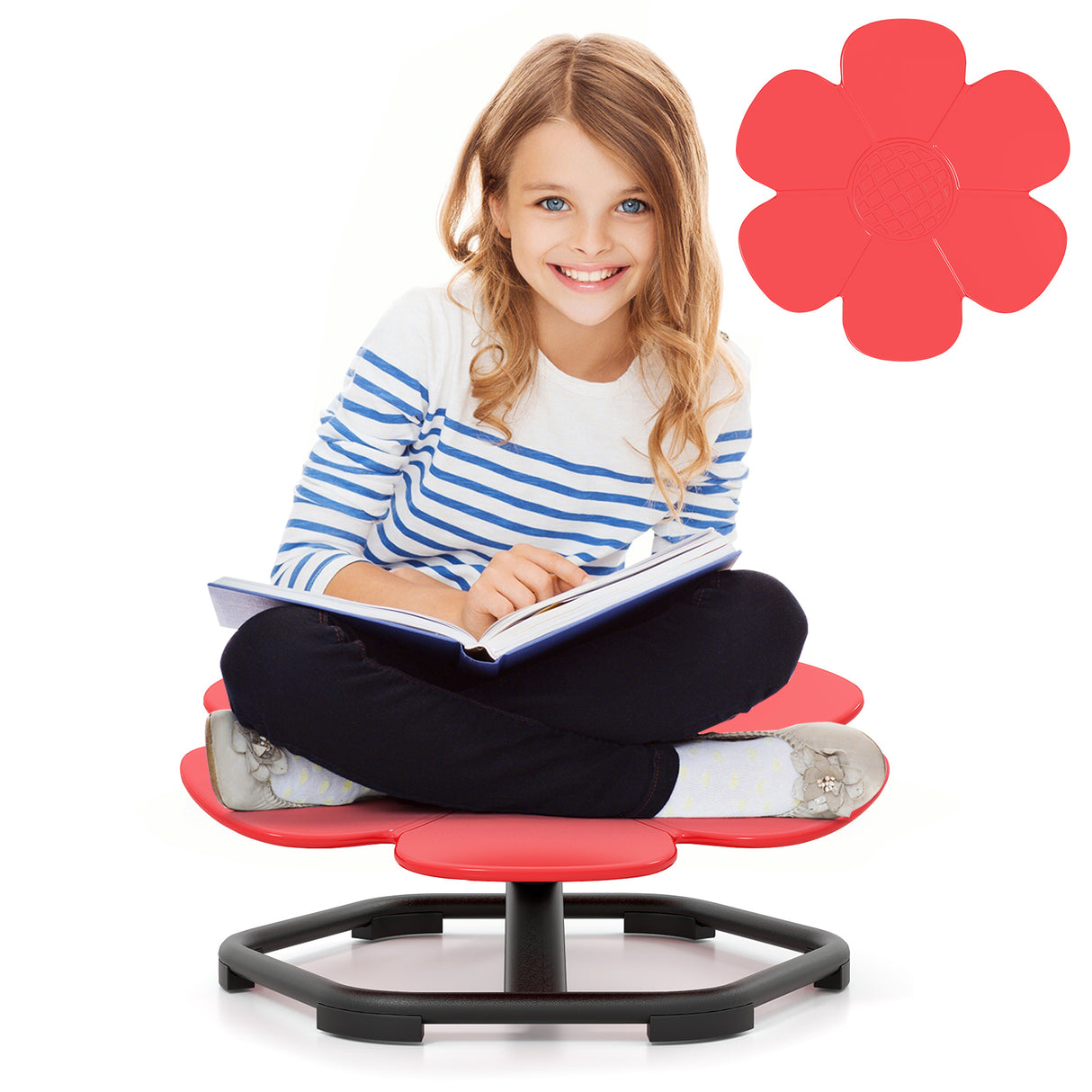 Kids Sensory Swivel Chair Elephant Petal 360 ° Spinning Chair-Red