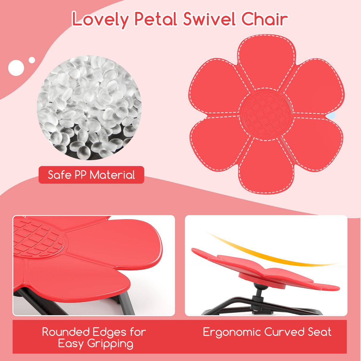 Kids Sensory Swivel Chair Elephant Petal 360 ° Spinning Chair-Red