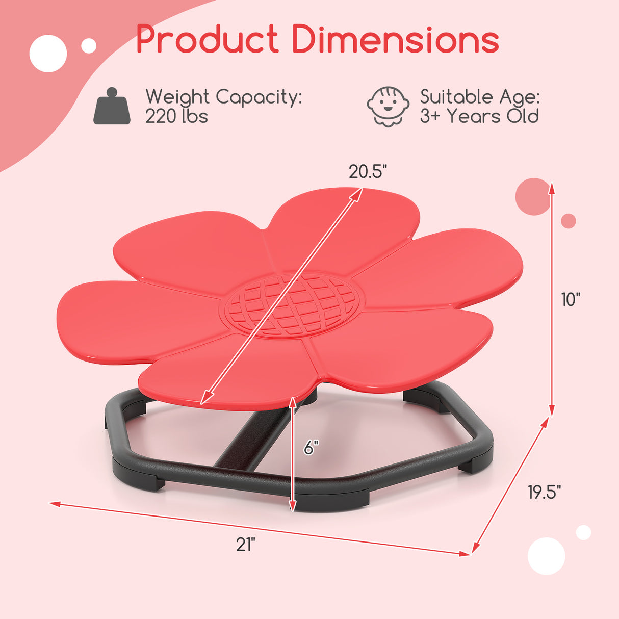 Kids Sensory Swivel Chair Elephant Petal 360 ° Spinning Chair-Red