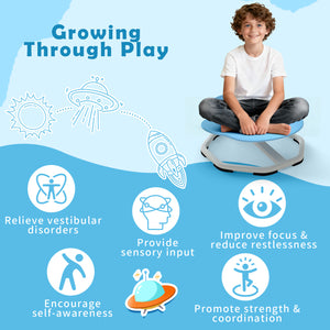 Kids Sensory Swivel Chair Elephant 360° Spinning Chair with Non-Slip Metal Base-Light Blue