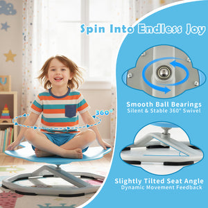 Kids Sensory Swivel Chair Elephant 360° Spinning Chair with Non-Slip Metal Base-Light Blue
