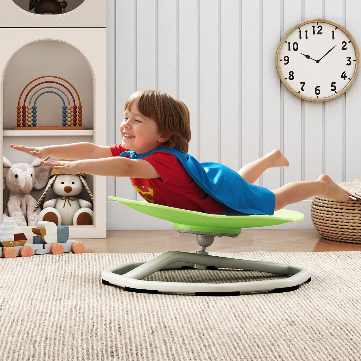 Kids Sensory Swivel Chair Cat Claw 360° Spinning Chair with Non-Slip Metal Base-Green