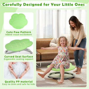 Kids Sensory Swivel Chair Cat Claw 360° Spinning Chair with Non-Slip Metal Base-Green