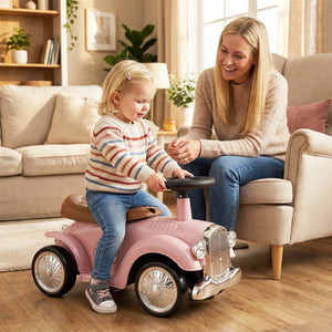 Kids Sit to Stand Vehicle with Working Steering Wheel and Under Seat Storage-Pink