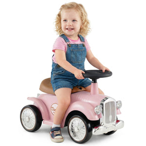 Kids Sit to Stand Vehicle with Working Steering Wheel and Under Seat Storage-Pink