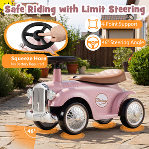 Kids Sit to Stand Vehicle with Working Steering Wheel and Under Seat Storage-Pink
