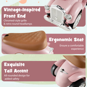 Kids Sit to Stand Vehicle with Working Steering Wheel and Under Seat Storage-Pink