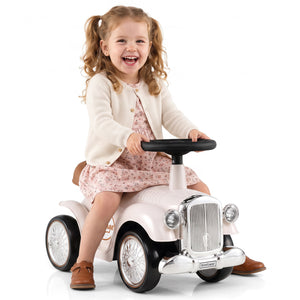 Kids Sit to Stand Vehicle with Working Steering Wheel and Under Seat Storage-White