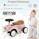 Kids Sit to Stand Vehicle with Working Steering Wheel and Under Seat Storage-Pink