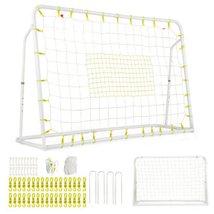 2-in-1 Kids Soccer Rebounder and Soccer Goal with Adjustable Height-White