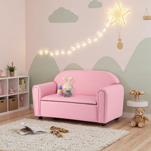 Kids Sofa Armrest Chair with Storage Function-Pink