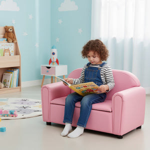 Kids Sofa Armrest Chair with Storage Function-Pink