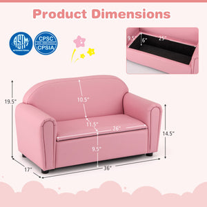 Kids Sofa Armrest Chair with Storage Function-Pink
