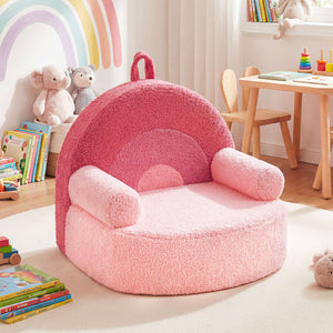 Kids Sofa Toddler Foam Couch with Soft Fleece Fabric Cover-Pink