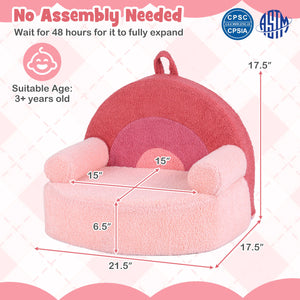 Kids Sofa Toddler Foam Couch with Soft Fleece Fabric Cover-Pink