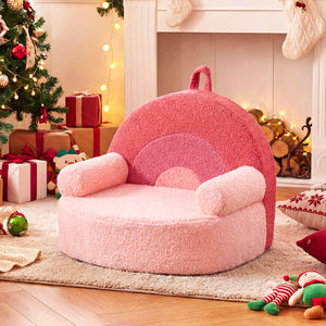 Kids Sofa Toddler Foam Couch with Soft Fleece Fabric Cover-Pink