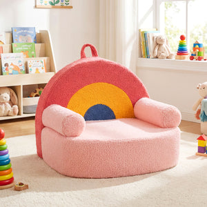Kids Sofa Toddler Foam Couch with Soft Fleece Fabric Cover-Red