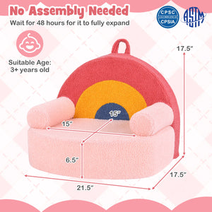 Kids Sofa Toddler Foam Couch with Soft Fleece Fabric Cover-Red