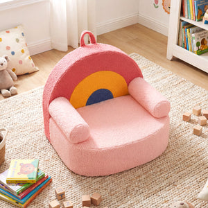 Kids Sofa Toddler Foam Couch with Soft Fleece Fabric Cover-Red