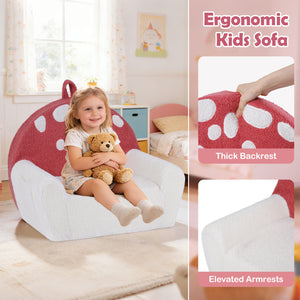 Kids Sofa Toddler Foam Couch with Soft Fleece Fabric Cover-Beige & Red