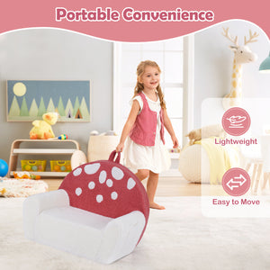 Kids Sofa Toddler Foam Couch with Soft Fleece Fabric Cover-Beige & Red