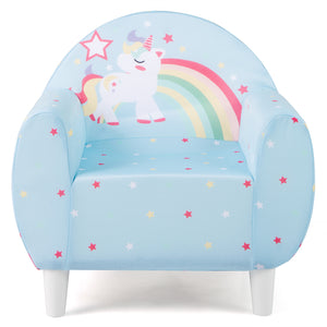 Kids Sofa with Breathable Spandex Fabric and High-density Sponge Filling for Boys and Girls-Blue