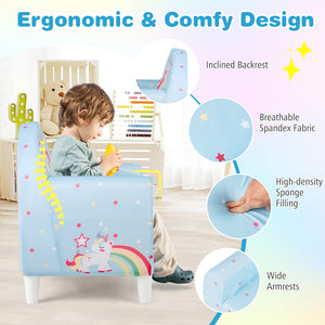 Kids Sofa with Breathable Spandex Fabric and High-density Sponge Filling for Boys and Girls-Blue