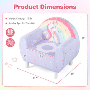 Kids Sofa with Breathable Spandex Fabric and High-density Sponge Filling for Boys and Girls-Purple
