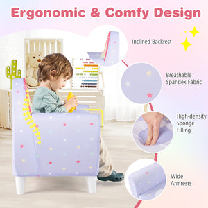 Kids Sofa with Breathable Spandex Fabric and High-density Sponge Filling for Boys and Girls-Purple