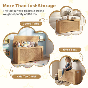 Kids Storage Bench 40 Inch Toy Box with Flip Top and Handles-Natural