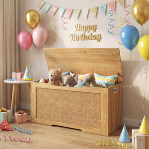 Kids Storage Bench 40 Inch Toy Box with Flip Top and Handles-Natural