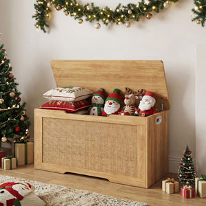 Kids Storage Bench 40 Inch Toy Box with Flip Top and Handles-Natural