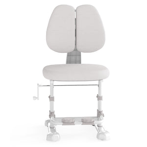 Kids Study Chair with Adjustable Double Backrest and Footrest-Gray
