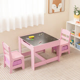 Kids Table Chairs Set With Storage Boxes Blackboard Whiteboard Drawing-Natural