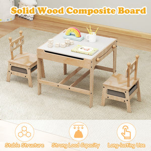 Kids Table and Chairs Set with Reversible Whiteboard-Robot-shaped