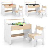 Kids Table and Chair Set with 2 in 1 Detachable Tabletop and Storage-White