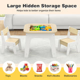 Kid's Table and Chairs Set with Double-sized Tabletop-Natural