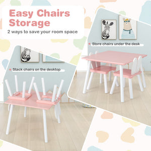 3 Pieces Kids Table and Chairs Set for Arts Crafts Snack Time-Pink