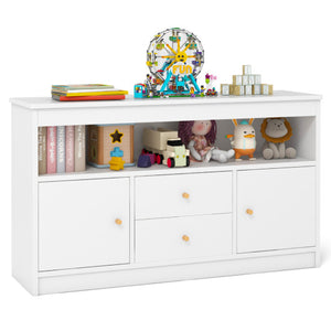 Kids Toy Storage Organizer with Open Shelf and 2 Drawers for Playroom-White