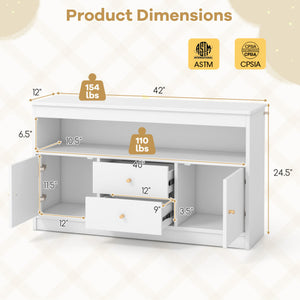 Kids Toy Storage Organizer with Open Shelf and 2 Drawers for Playroom-White