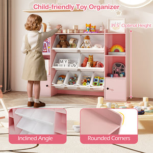 Kids Toy Storage and Bookshelf with Boxes and Open Shelves-Pink