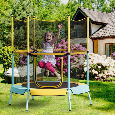 48" Toddler Trampoline with Safety Enclosure Net-Yellow