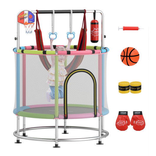 55" Kids Trampoline Gift for for 3-6 Years Old Boys and Girls-Pink