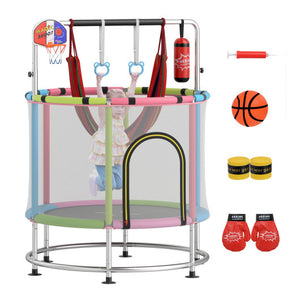 55" Kids Trampoline Gift for for 3-6 Years Old Boys and Girls-Pink