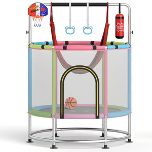 55" Kids Trampoline Gift for for 3-6 Years Old Boys and Girls-Pink