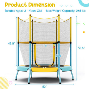 48" Toddler Trampoline with Safety Enclosure Net-Yellow
