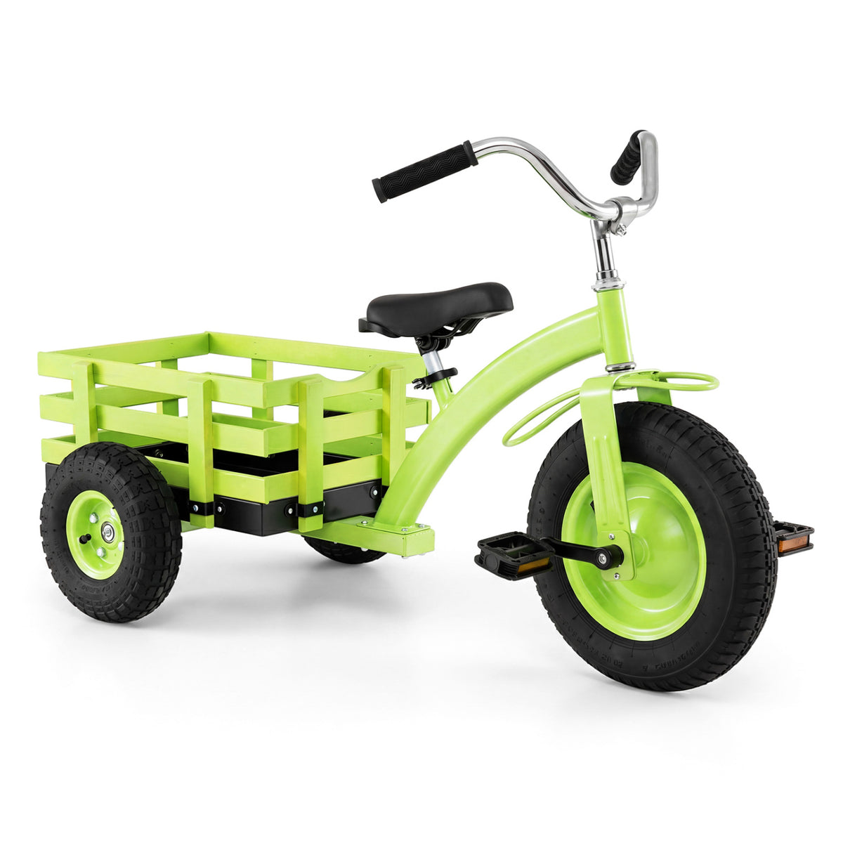 Kids Tricycle with 15 Inch Inflatable Rubber Tires -Green