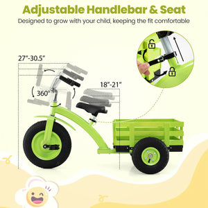 Kids Tricycle with 15 Inch Inflatable Rubber Tires -Green